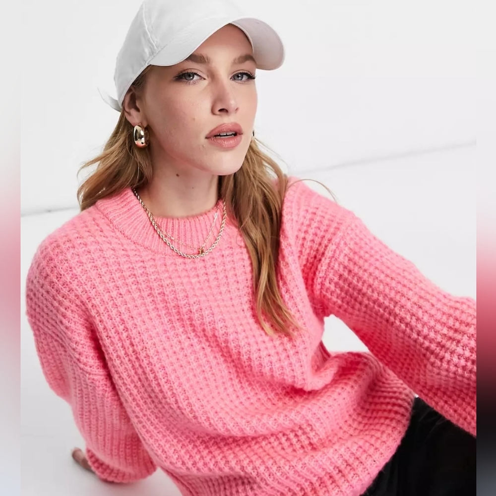ASOS Design Chunky Crewneck Pink Sweater - US 2